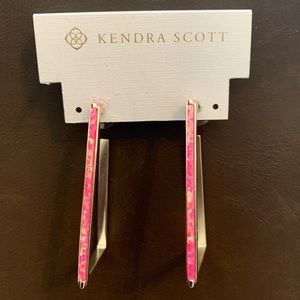 Kendra Scott Hot Pink Opal Gold Hoop Earrings